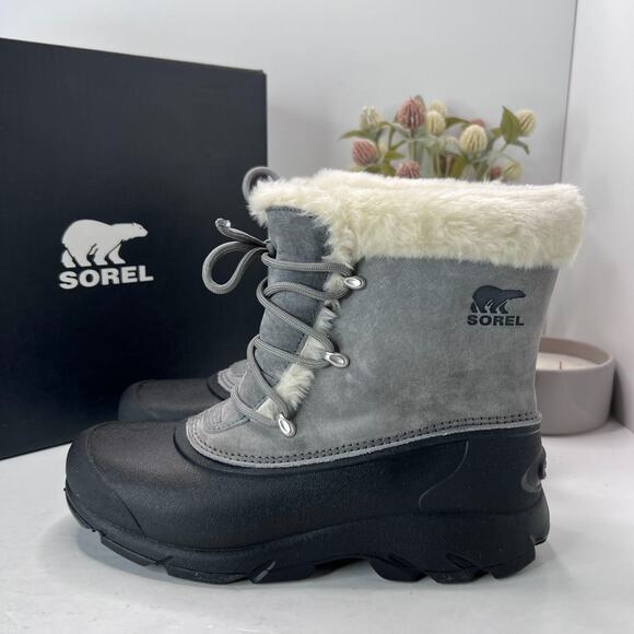 Sorel Snow Angel Waterproof Insulated Boots Quarry/Black NL3482-052 Women 8 NWB - Picture 1 of 9
